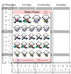 Cleaning Planner Stickers, Clean Chores Sticker, Journal Calendar Sticker M0109
