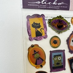 Crafts Sticko Stickers Trick Treat Happy Halloween Framed Ghosts Bats Black Cat