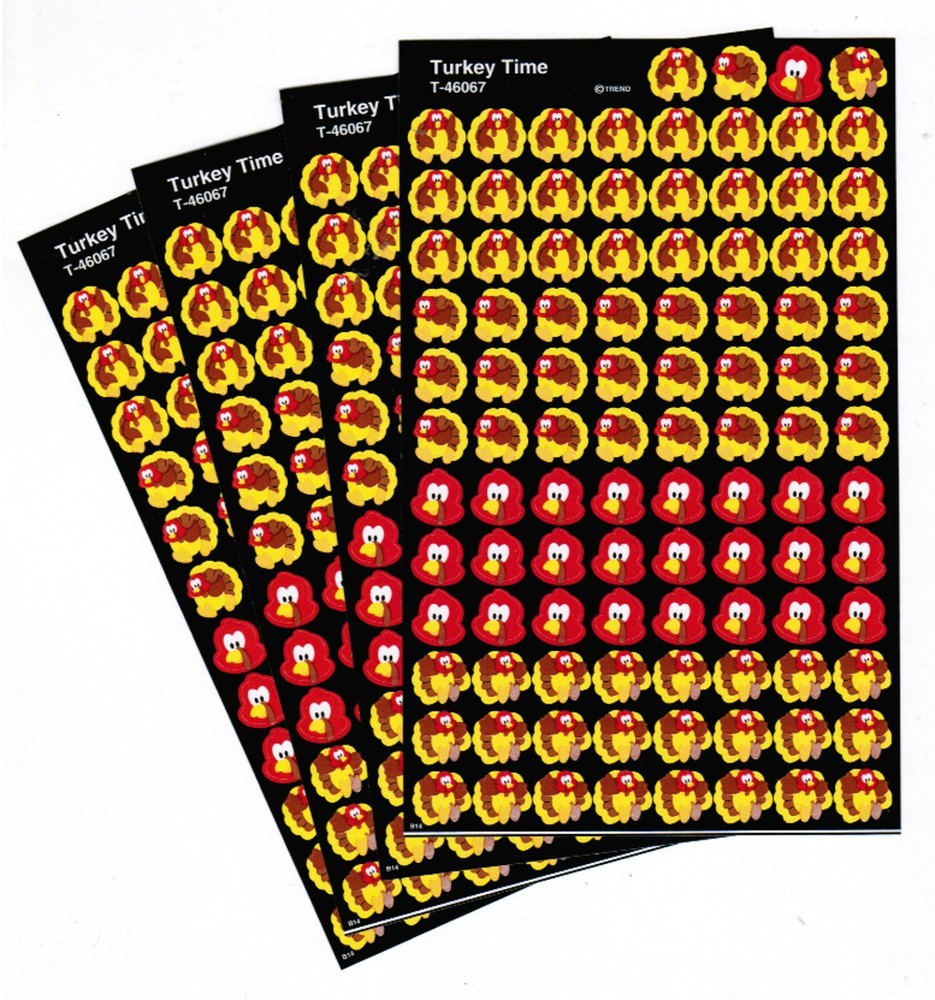 4 sheets MINI Thanksgiving TURKEY Scrapbook Stickers! 400 Stickers!