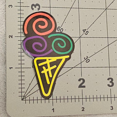 Neon Ice Cream Cone Sticker Colorful Spiral Scoops Retro Bar Sign Summer Decal