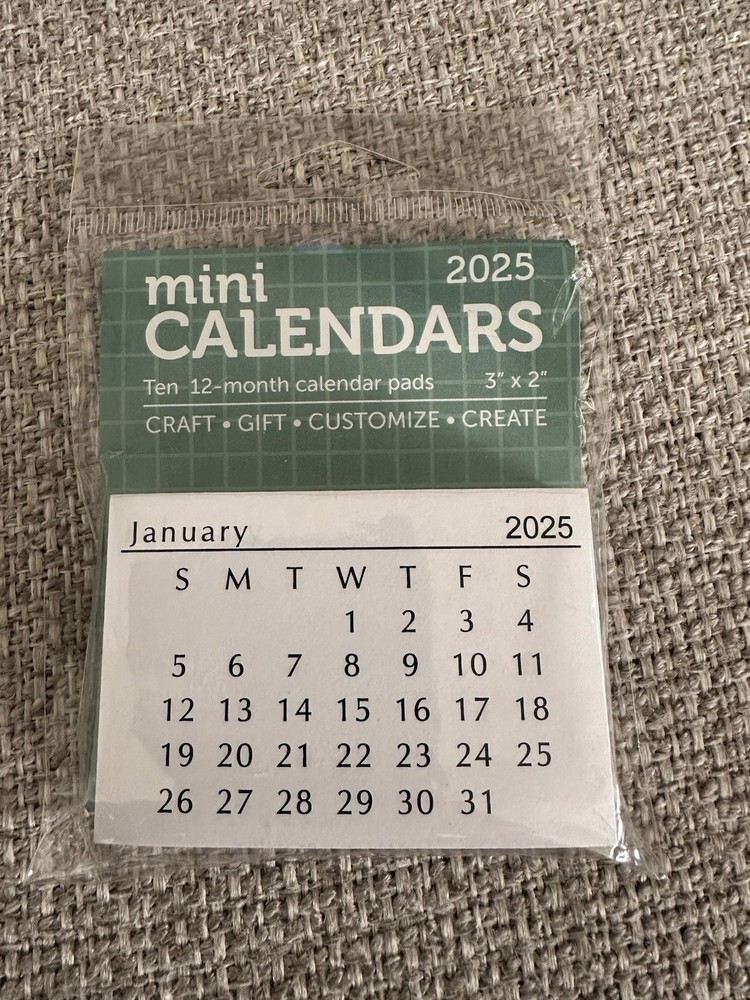 Lot Of Two 2025 Mini Calender 10 Packs 12 Month Pads 3×2 Inch Scrapbooking
