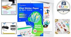 Matte Sticker Paper 30 Sheets Waterproof Inkjet Printable 8.5″ x 11″