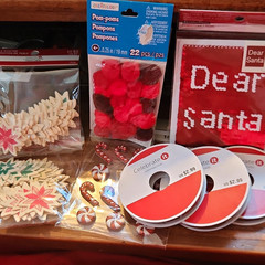 Mixed Brands Christmas Craft Lot: Pom-Poms, Sequin Sticker, Hooks