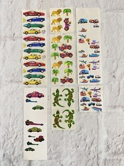 Vintage Sandylion Mylar Foil Shiny Stickers Lot Jungle Trucks Ships Gecko