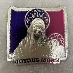 Vintage Christmas Foil Seal Sticker Madonna & Child Joyous Morn Gummed