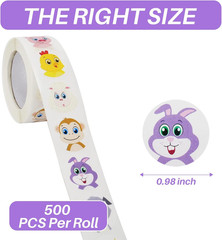 1000 Cute Animal Stickers – 1″ Diameter, 2 Rolls, 16 Designs