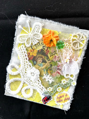 #7 Art Collage Snippet Cluster Spring Lady Bunny Crochet Lace Handmad Album