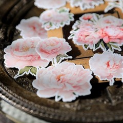 13pcs Pink Floral Paper Card Cutout Cardstock Vintage Junk Journal Ephemera