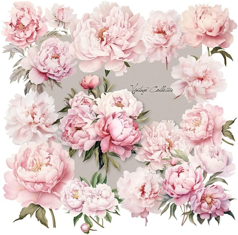 13pcs Pink Floral Paper Card Cutout Cardstock Vintage Junk Journal Ephemera
