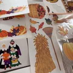 Vtg Mrs Grossman’s Thanksgiving Fall Halloween Sticker Big Lot Jolee’s Hallmark