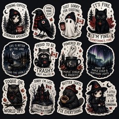 Canadian Goth Humour Sticker Pack 16 Assorted Cute Canada-Themed Vinyl Stickers