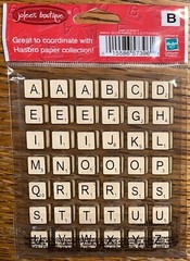 RARE Hasbro Jolees Mini Scrabble Letters Crossword Game Pieces 2 Sheets Stickers