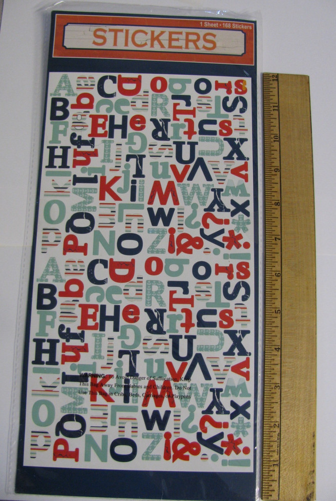 Horizon Group ALPHABET STICKERS 1 Sheet 168 Pieces NOS