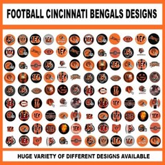 100 Precut BENGALS FOOTBALL TEAM BOTTLE CAP CHARM TRAY IMAGES 1 inch DESIGNS