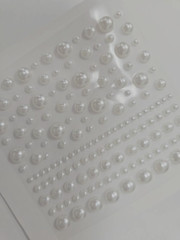 CraftbuddyUS 151pcs x 3,4,5&8mm,PEARL ROUND Self Adhesive Gems Wedding