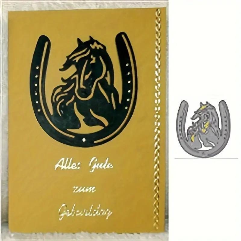 Horse with horseshoe metal cutting die cut scrapbook