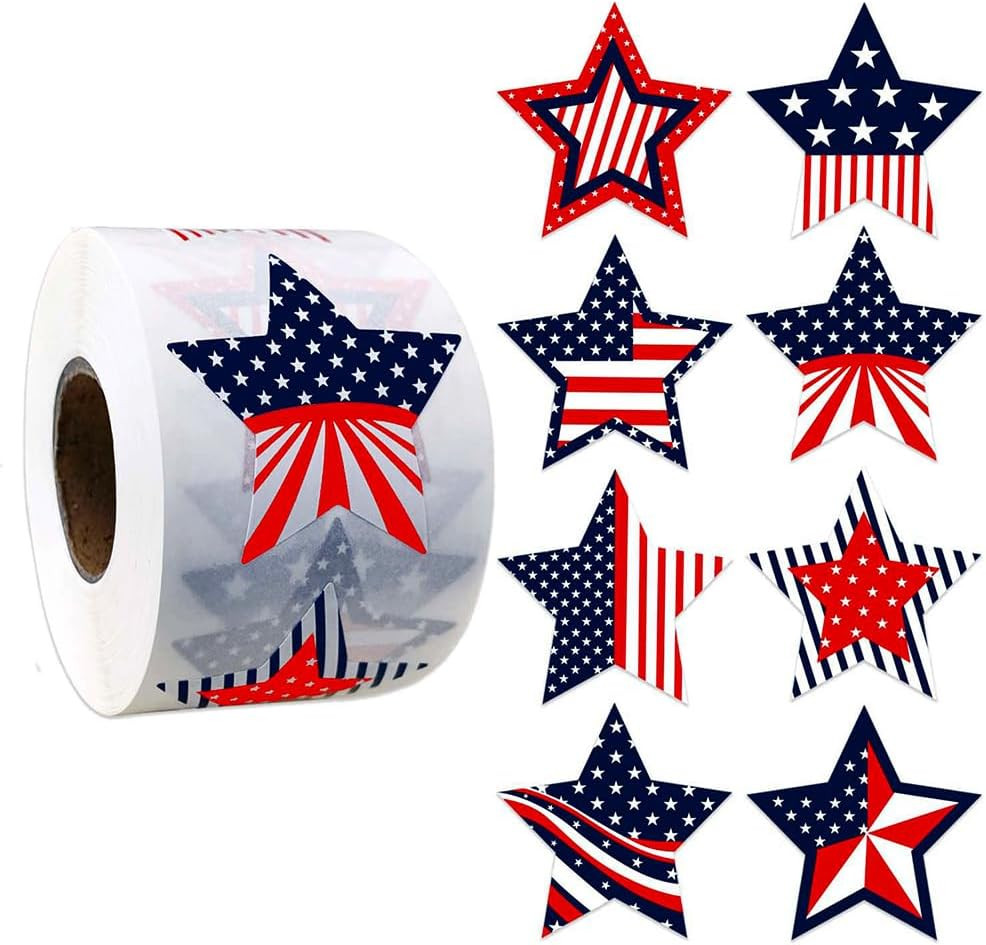 500 Pcs 4Th of July Stickers, 1.5 Inch Patriotic Stickers, American Flag