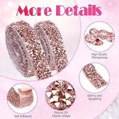 4 Widths Rose Gold 2mm Rhinestone Crystal Diamond DIY Decor Strip Sticker Decal