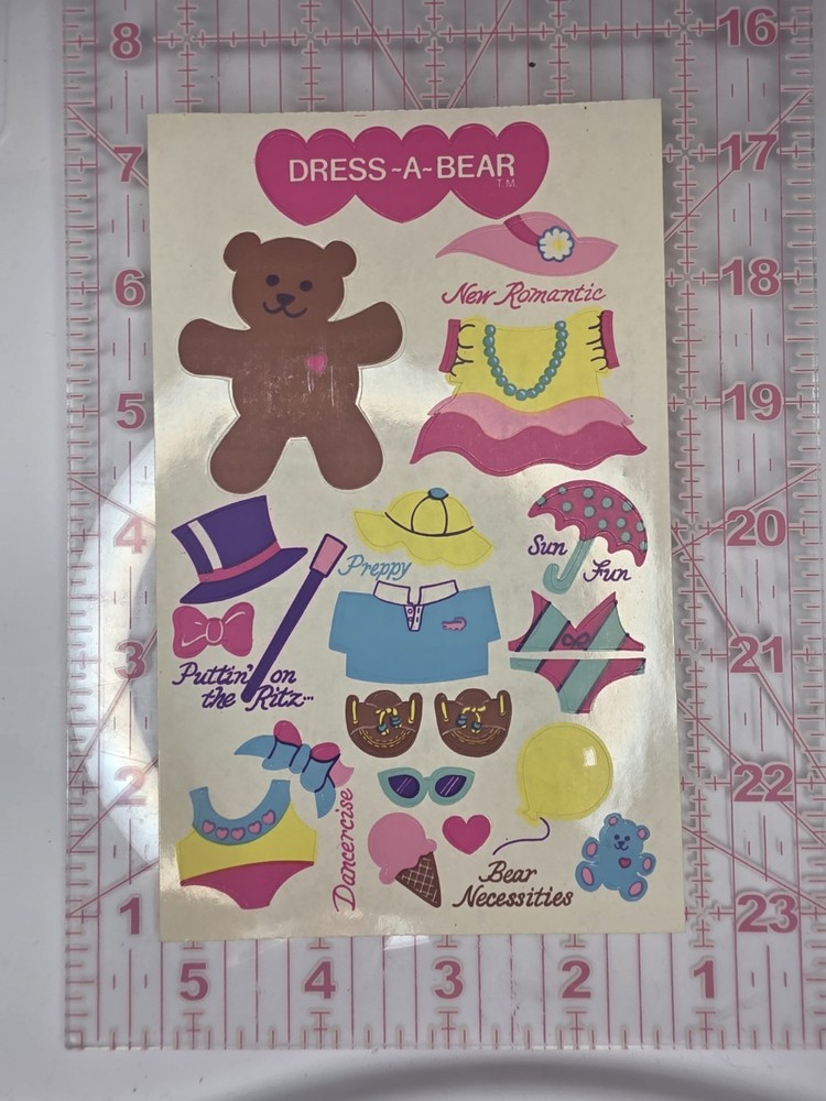 1980s Sandylion «Dress-A-Bear» Maxi Activity Sticker Sheet