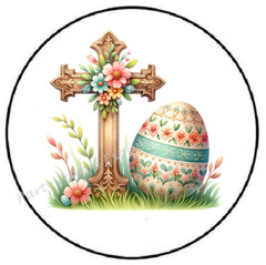 EASTER CROSS WITH EASTER EGG ENVELOPE SEALS LABELS STICKERS PARTY FAVORS