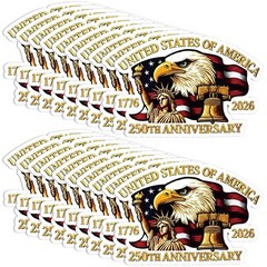 250th Anniversary Stickers – 20 Pcs Large USA Independence Decals, American Flag