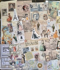 People & Children Junk Journal Kit Vintage Style Paper Stickers Images Ephemera