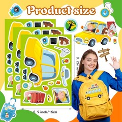 24 Sheets Vehicle Stickers for Kids, Make a Face Sticker, Make Your Own Car, …