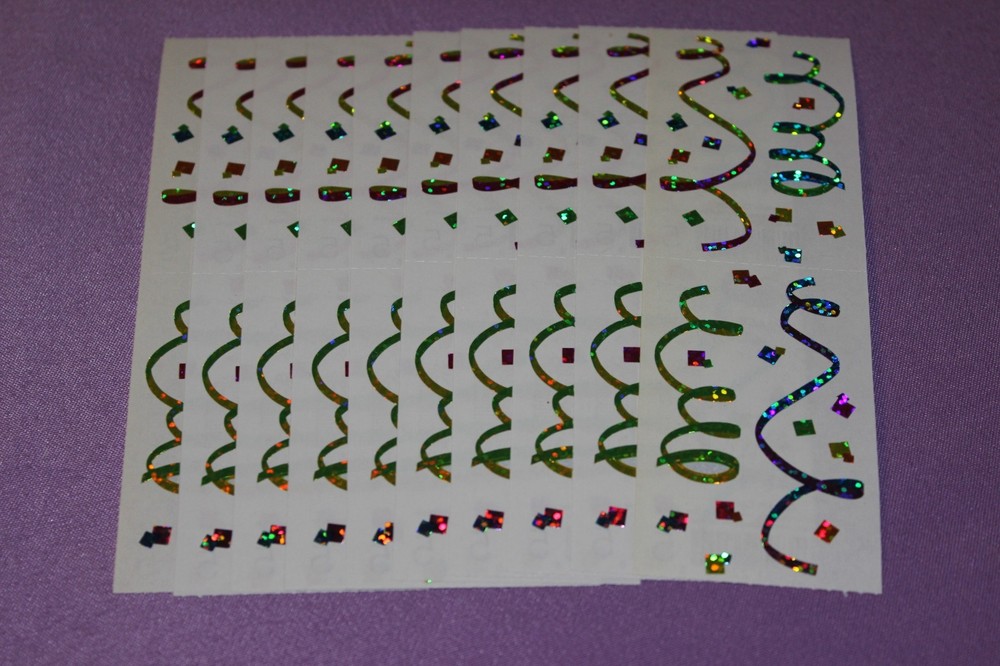 Mrs. Grossman’s LOT of 10 Strips of Vintage Sparkle Confetti Stickers!