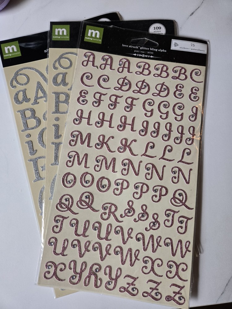 Lot Making Memories Creative Letter Shimmer & Love Struck Bling Alpha Stickers