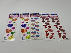 Vintage OTC Heart stickers, «mother of pearl» “rainbow” And Cupids NIP