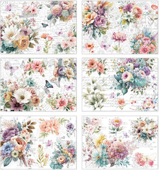 Wxiben Rub on Transfers for Crafts and Furniture – 6 Sheets Vintage Floral Rub o