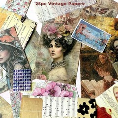 25pc Vintage Scrapbook Paper Pack – Collage Junk Journal Kit Aesthetic