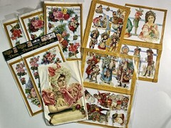 Vntg Mamelok Victorian Embossed Die Cut Lot Christmas Flowers Scrapbook Crafts