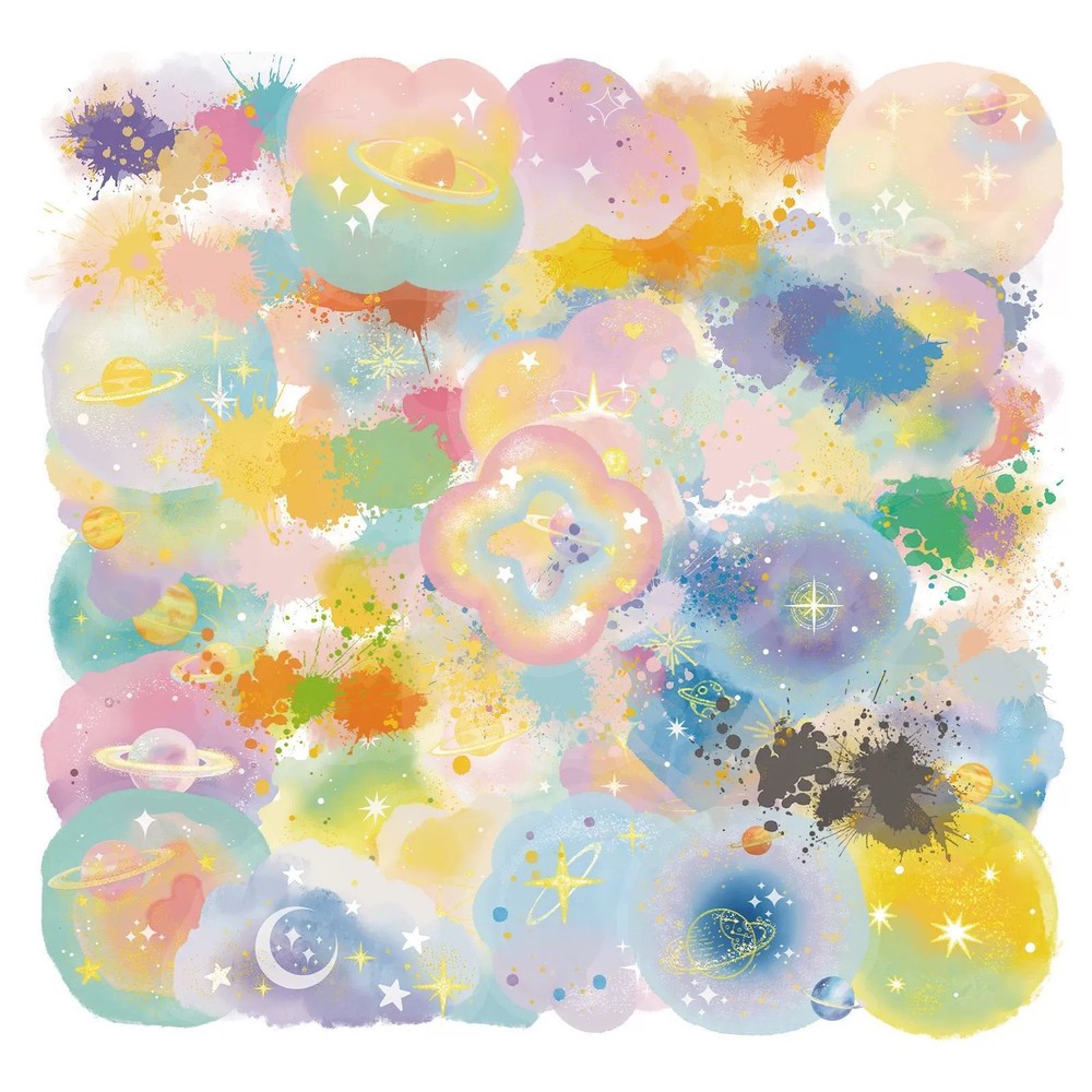 50 Pcs Watercolor Cloud PET Transparent Stickers Dreamy Artistic Waterproof Deca