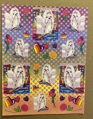 Vintage Lisa Frank Sticker Sheet White Maltese Poodle Dog S270