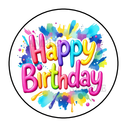Happy birthday stickers, labels, tags, envelope seals party favors