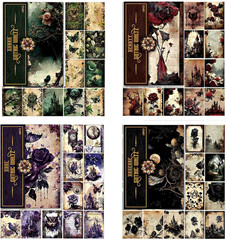 80 Sheets Gothic Scrapbook Paper for Scrapbook Kit, Vintage Ephemera for Junk Jo