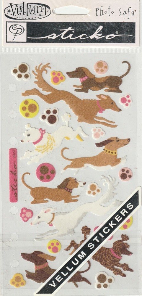 Vintage Sticko stickers VELLUM DOGGIES Pet Poodle theme 59890 FAST FREE ship!