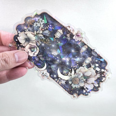 Holographic Moon Floral Stickers Collage Junk Journal Scrapbooking
