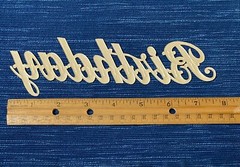 Gold Cursive Paper Birthday Applique Scrapbook NOT STICKY 8″ Binder Label 988A