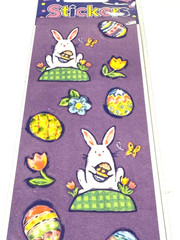 Paper Art Stickers Easter Rabbit Flowers Eggs Greeting Card Eileen Toohey NEW