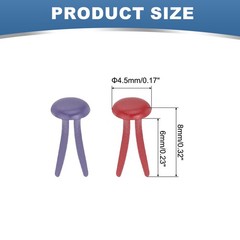 1000 PCS Paper Brass Fasteners Split Pins, Red/Purple, 4.5 x 8 mm