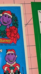 Vintage Hallmark Stickers Barney The Purple Dinosaur Christmas Lot 2 Sheets