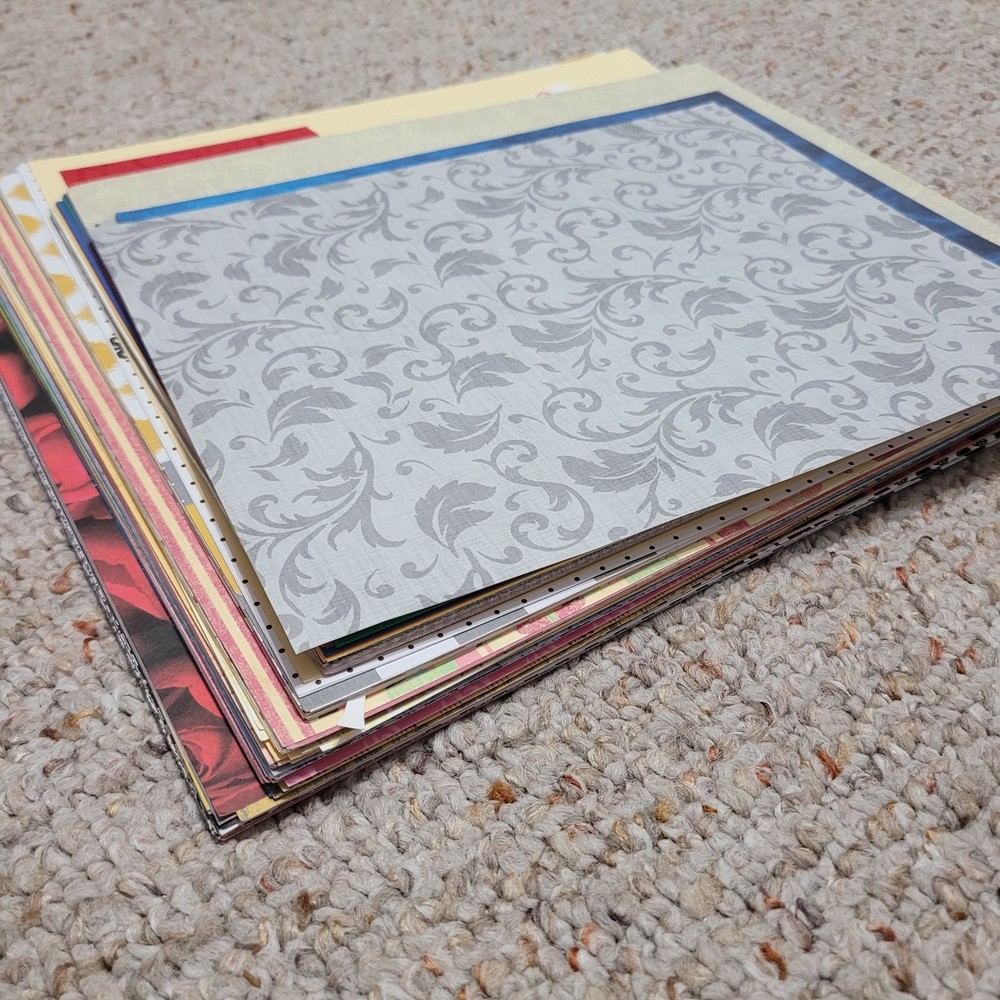 Lot of Misc. Scrapbook Paper 4+ lbs. Most Are 12″ x 12″ Sheets, See Photos