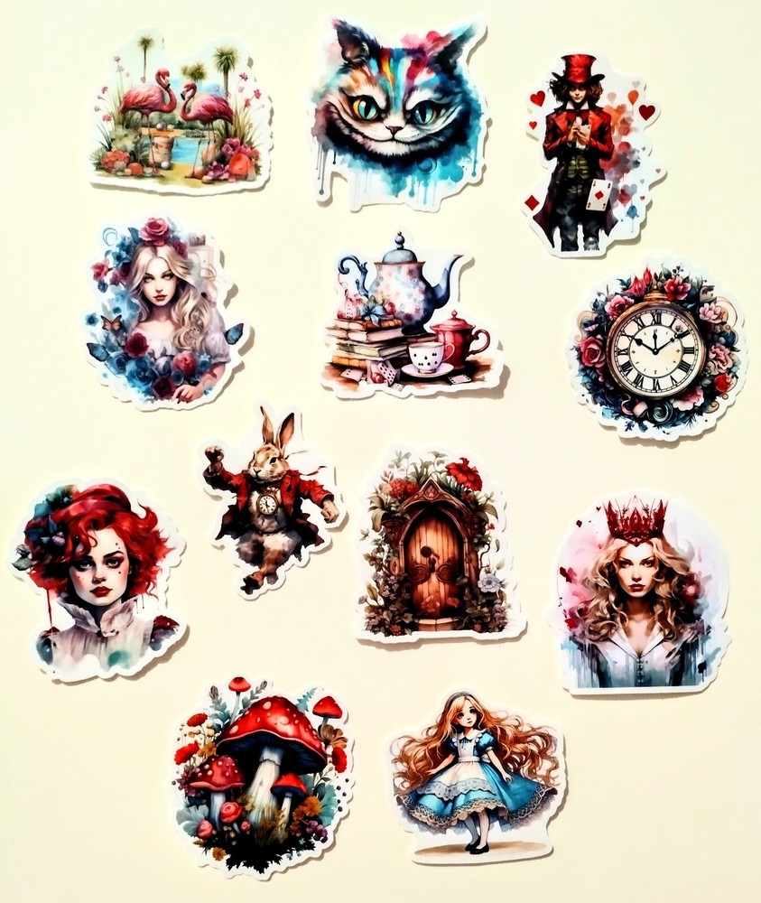 Alice in Wonderlad NEW STOCK Beautiful Rare Alice In Wonder*12stickers/decals A