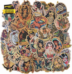 Vintage Stickers, Retro Girl Sailor Sticker Pack 100Pcs Waterproof Vinyl Decals