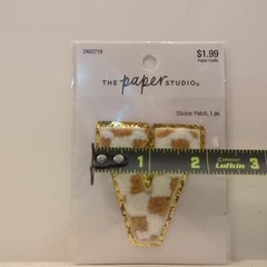 The Paper Studio Chenille V Brown White Checker Sticker Patch Alphabet Letter