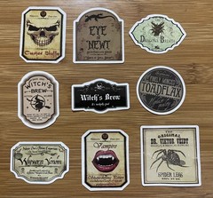 WATERPROOF GOTHIC HALLOWEEN CRAFT STICKERS – RANDOM LOT OF 9