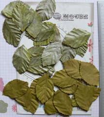 Leaves SILVER GREY & OLIVE GREEN 40Pk Paper LRG 48mmLong x 28mmWide Manor House