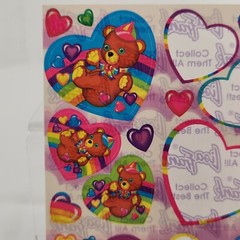 Lot of 2 Partially Used Lisa Frank Rainbow Teddy Panda Bear Stickers Vtg 1989